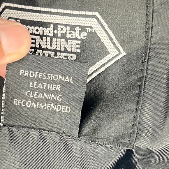 Diamond Plate Leather Motorcycle Jacket with Orange stripe - Picture 5 of 9